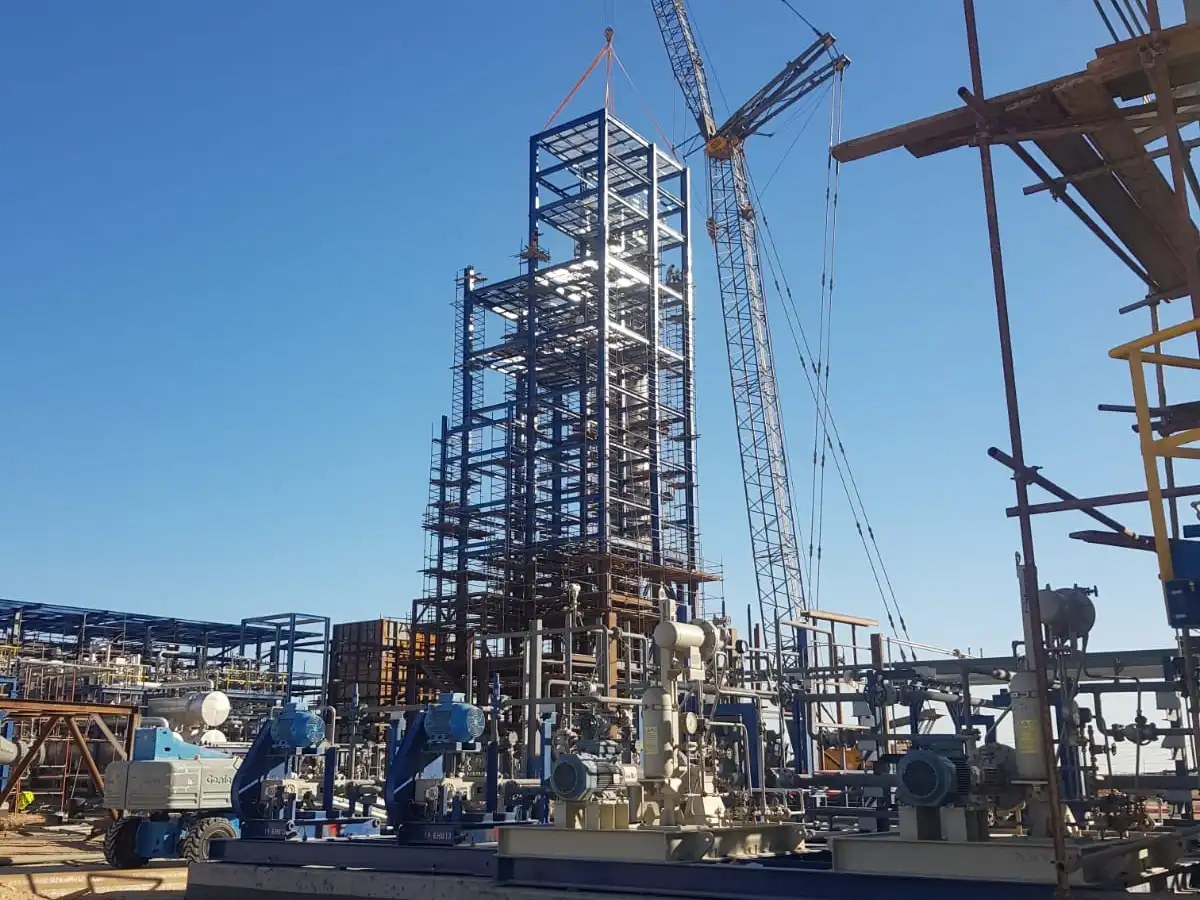 Oil storage tanks and stairways